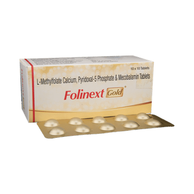 Folinext Gold Tablet with L-Methylfolate, Pyridoxal-5 Phosphate & Mecobalamin