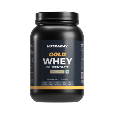 Nutrabay Gold Concentrate Whey Protein For Muscle Recovery | No Added Sugar Powder Cafe Mocha