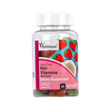 Wellhouse Hair Vitamins With Biotin Coconut & Strawberry Sugar Free Gummy