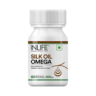 Inlife Silk Oil Omega 500mg Liquid Filled Veg Capsule