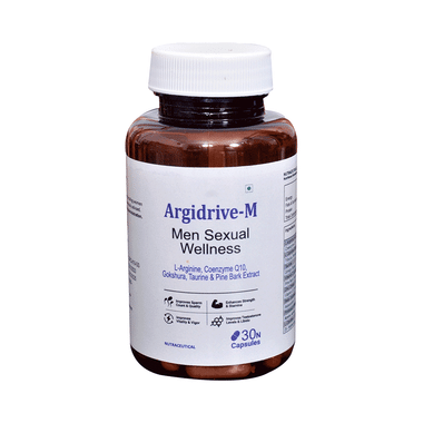 Argidrive-M Capsule With L-Arginine, Coenzyme Q10, Gokshura, Taurine & Pine Bark Extract | For Men