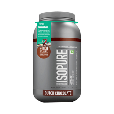 Isopure Low Carb 100% Whey Protein Isolate For Fitness | No Added Sugar | Flavour Dutch Chocolate Lactose Free Gluten Free