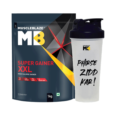 MuscleBlaze Super Gainer XXL For Muscle Growth | No Added Sugar | Powder With Shaker 650ml