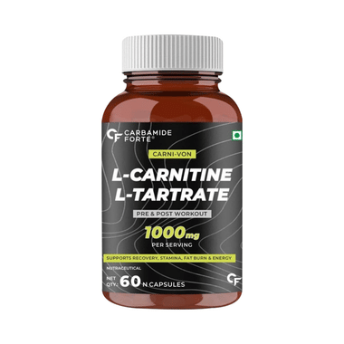 Carbamide Forte L-Carnitine L-Tartrate 1000mg | For Recovery, Stamina, Fat Burn & Energy | Capsule