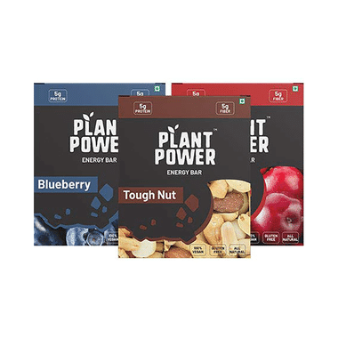 Plant Power Energy Bar (35gm Each) Variety Pack - Cranberry, Blueberry, Tough Nut