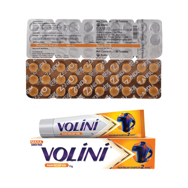 Virtual Combo Brand Combo Pack of Volini Pain Relief Gel (75gm)  & Zandu Triphala Tablet (30)