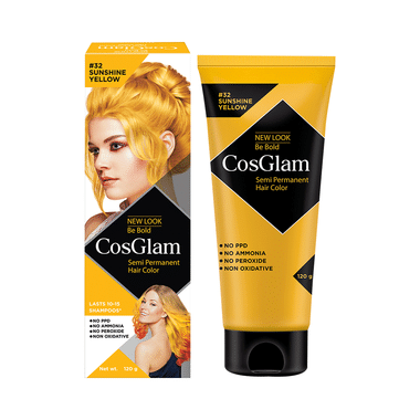 CosGlam Semi Permanent Hair Color | PPD & Ammonia Free | Sunshine Yellow