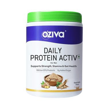 Oziva Daily Protein Activ For Men | Powder For Stamina, Strength & Immunity | Flavour Classic Vanilla No Added Sugar