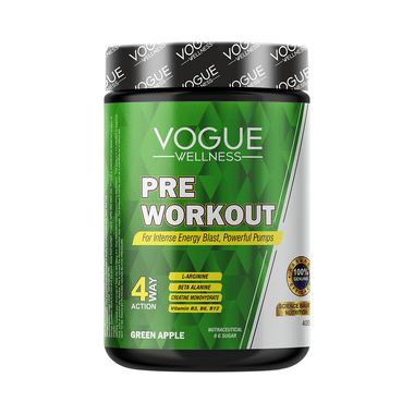Vogue Wellness Pre Workout Powder (400gm Each)( Green Apple