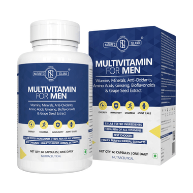 Nature's Island Multivitamin For Men With Lycopene, Ginseng & Green Tea Extract | For Energy, Skin, Hair, Stamina & Joints | Capsule