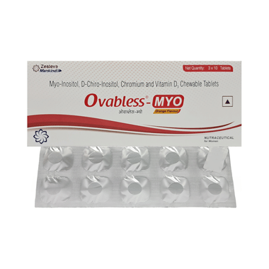 Ovabless-Myo Chewable Tablet With Myo-Inositol, D-Inositol, Chromium & Vitamin D3 | Flavour Orange