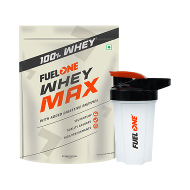 Fuel One Whey Max, Whey Protein Concentrate & Whey Protein Isolate Powder Chocolate With Shaker