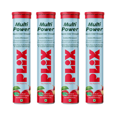 Plix Multi Power Apple Cider Vinegar Effervescent Tablet (15 Each) Bottle Apple Burst