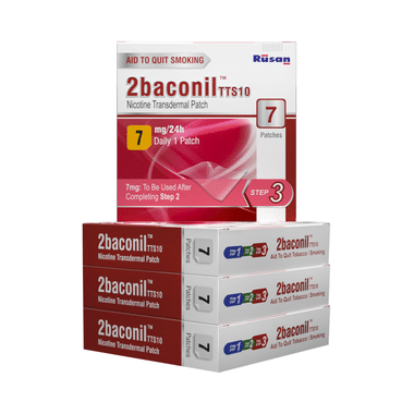 2baconil Step 3 Nicotine 7mg Transdermal Patch 1 Month Therapy (7 Each)