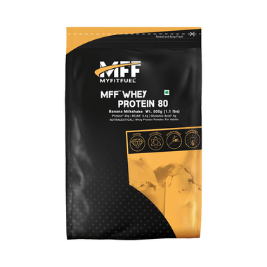 MyFitFuel Whey Protein 80 With Glutamic Acid For Muscle Recovery | Flavour Banana Milkshake