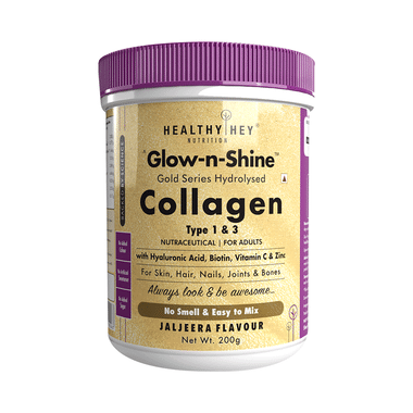 HealthyHey Nutrition Gold Series Hydrolysed Collagen Type 1 & 3 For Skin, Hair, Nails, Bones & Joints | For Adults | Flavour Jaljeera