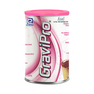 Evexia GraviPro With DHA, Iron & Folic Acid For Nutrition During Pregnancy | Flavour Chocolate Powder
