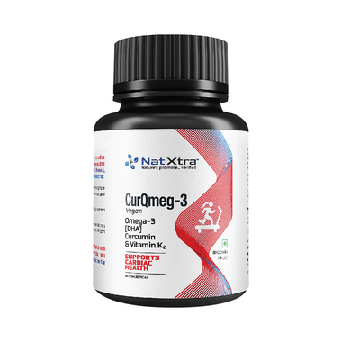 NatXtra CurQmeg 3 Vegan Omega 3 Curcumin & Vitamin K2 Supports Cardiac Health Capsule