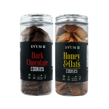 Evum Combo Pack Of Dark Chocolate Cookie 170gm And Honey & Oats Cookie 180gm