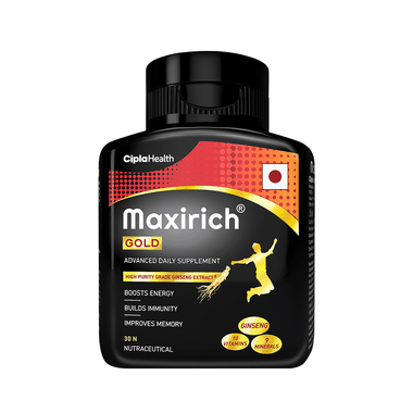 Maxirich Gold Daily Supplement With Ginseng Extract | Multivitamin For Energy, Immunity & Memory | Soft Gelatin Capsule