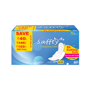 Saffty Sanitary Pads XL Cotton Soft Tri Fold