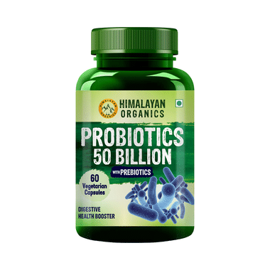 Himalayan Organics Probiotics 50 Billion CFU With Prebiotics | Vegetarian Capsule For Gut Health & Digestion