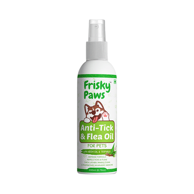 Frisky Paws Anti-Tick & Flea Oil for Pets with Neem Oil & Triphala (200ml Each)