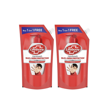 Lifebuoy Total 10 Activ Silver Formula Germ Protection Handwash Refill, 750ml Each (Buy 1 Get 1 Free)