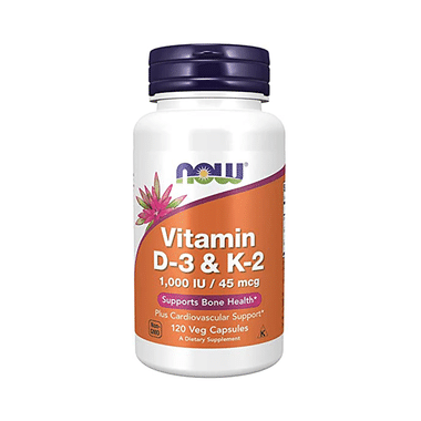 Now Foods Vitamin D3 (1000 IU) & K2 (45mcg) | Capsule For Bone & Heart Health