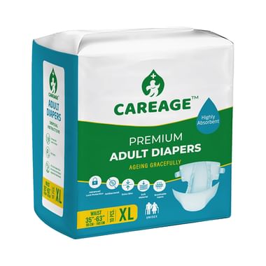 Careage Premium Adult Diaper Tape Style (10 Each) 35-63 Inches XL