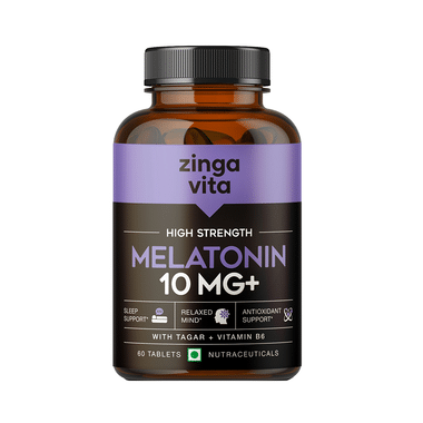Zingavita High Strength Melatonin 10mg+ | With Tagar & Vitamin B6 For Sleep Support | Tablet