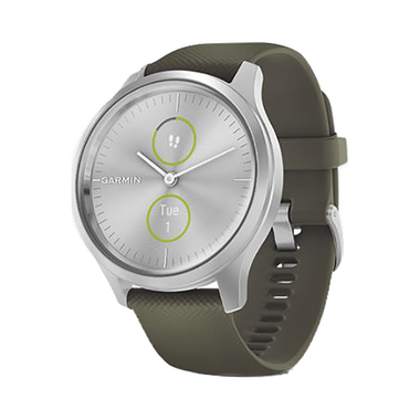 Garmin Vivomove Style With Silicone Band Hybrid Smartwatch Silver-Moss Green