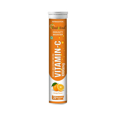 End2End Nutrition Vitamin-C 1000mg Immunity Booster Effervescent Tablet (20 Each) Orange