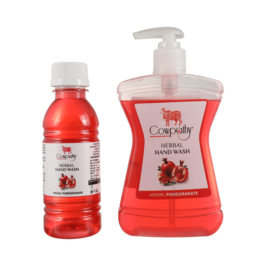 Cowpathy Combo Pack Of Herbal Hand Wash Bottle 250ml With Refill 200ml Pomegranate