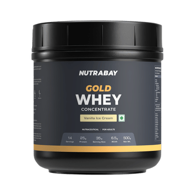 Nutrabay Gold Concentrate Whey Protein For Muscle Recovery | No Added Sugar Powder Vanilla Icecream