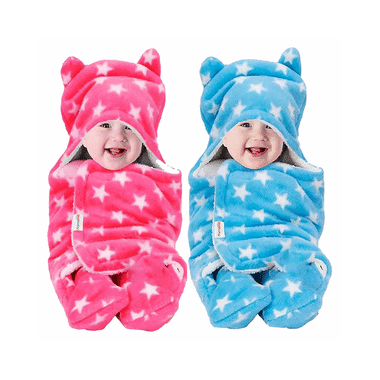 Oyo Baby Blanket Wrapper Sleeping Bag Star Pink & Star Blue