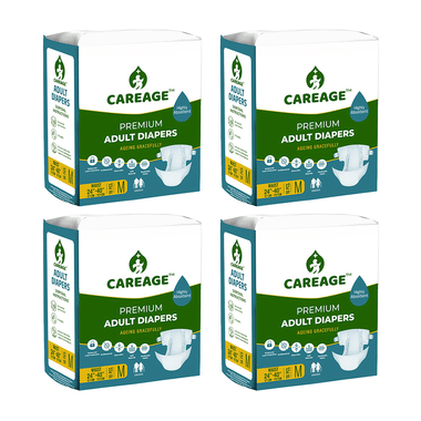 Careage Premium Adult Diaper Tape Style (10 Each) 24-40 Inches M