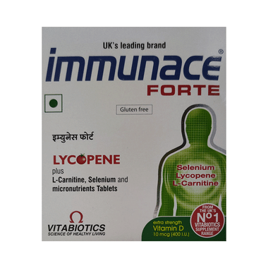 Immunace Forte Tablet With Lycopene+L-Carnitine, Vitamin D (400 IU) | For Immunity Tablet Gluten Free