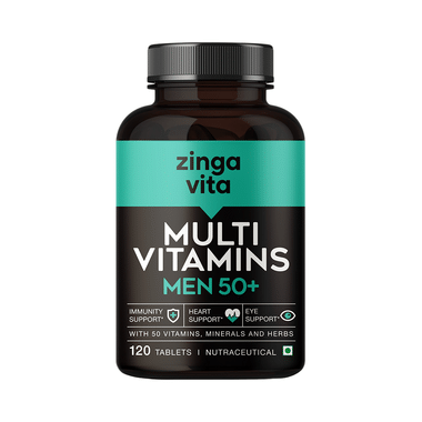 Zingavita Multivitamin Tablet for Men 50+ with 50 Vitamins , Minerals & Herbs For Immunity , Heart and Eye Support