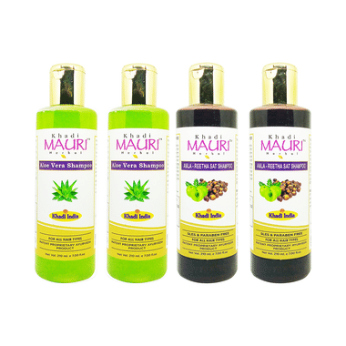 Khadi Mauri Herbal  Aloe Vera & Amla Reetha Shampoo (210ml Each)