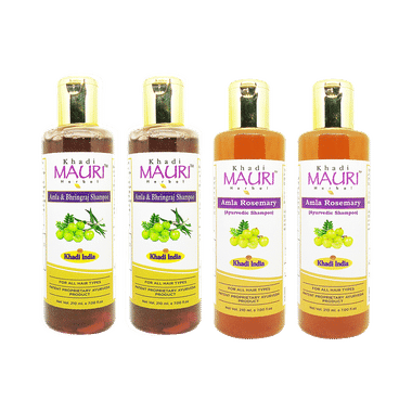 Khadi Mauri Herbal Combo Pack ofAmla Rosemary & Amla Bhringraj Shampoo(210ml Each)