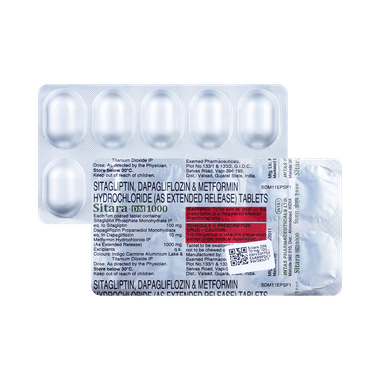 Sitara DM 10mg/1000mg/100mg Tablet