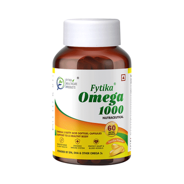 Fytika Omega 1000 For Bones, Heart & Blood Vessels | Soft Gelatin Capsule Vanilla