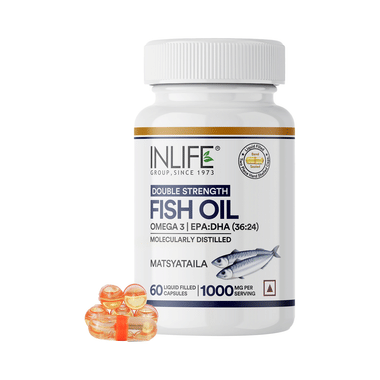 Inlife Fish Oil | Double Strength | Omega-3 1000mg | With EPA & DHA For Heart Health | Capsule