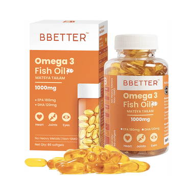 BBetter Omega 3 Fish Oil 1000mg Softgel | For Heart, Joint & Eye Health