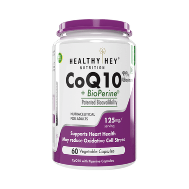 HealthyHey Nutrition CoQ 10 + Bioperine 125mg | Vegetable Capsule For Heart Health