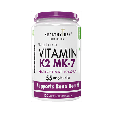 Healthy Hey Nutrition 55mcg of Vitamin K2 MK 7 | Vegetable Capsule for Bone Health
