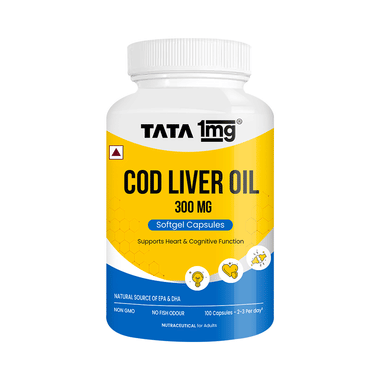 Cod Liver Oil Capsule | Omega-3 & Vitamin A for Bone & Heart Health | by Tata 1mg