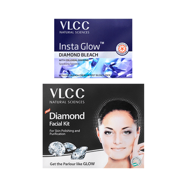 VLCC Combo Pack of Diamond Single Facial Kit (60gm) & Insta Glow Diamond Bleach (30gm)