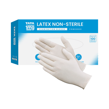 Tata 1mg Latex Non-Sterile Examination Gloves Large